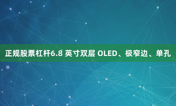 正规股票杠杆6.8 英寸双层 OLED、极窄边、单孔